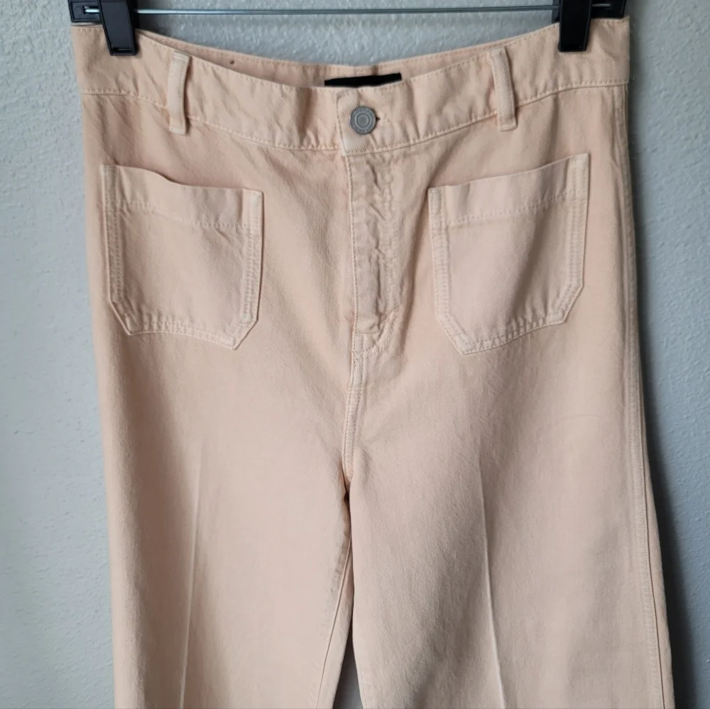 Joseph Brompton Wide Leg High Rise Jeans In Apricot Size 28